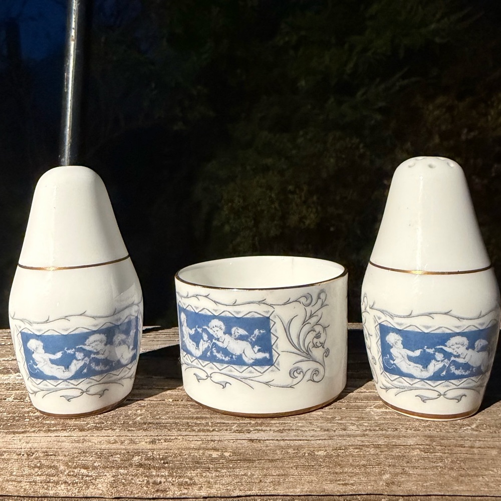 Coalport Revelry Blue Salt Pepper Mustard Or Jam Dish England Bone China